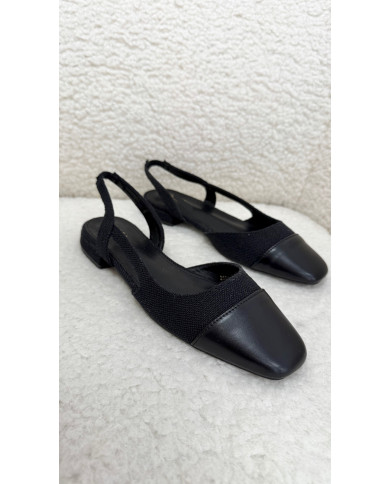 Ballerines plates tweed noir