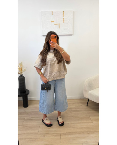 T-shirt épais bandana beige