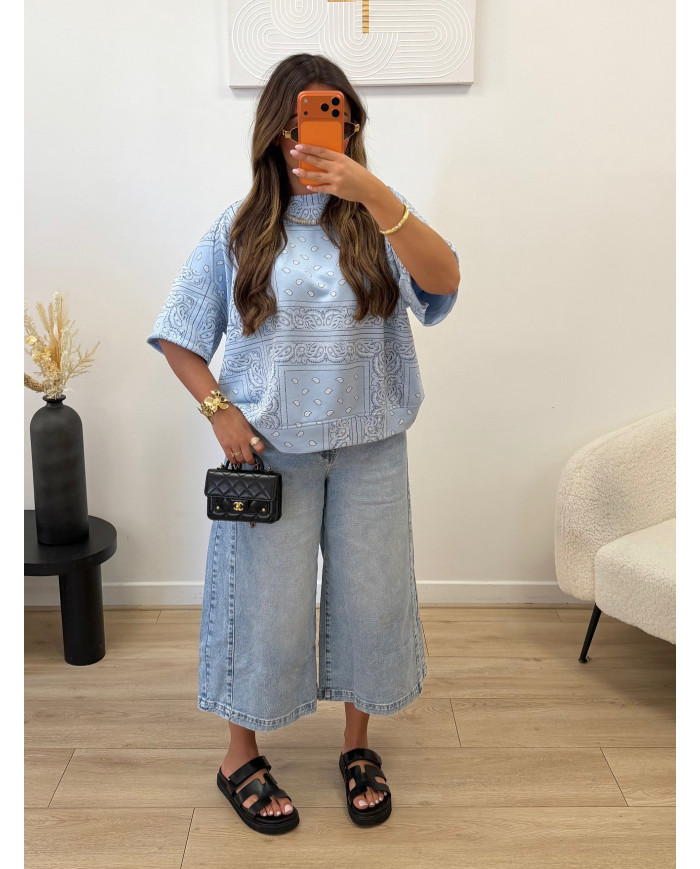 T-shirt épais bandana bleu ciel