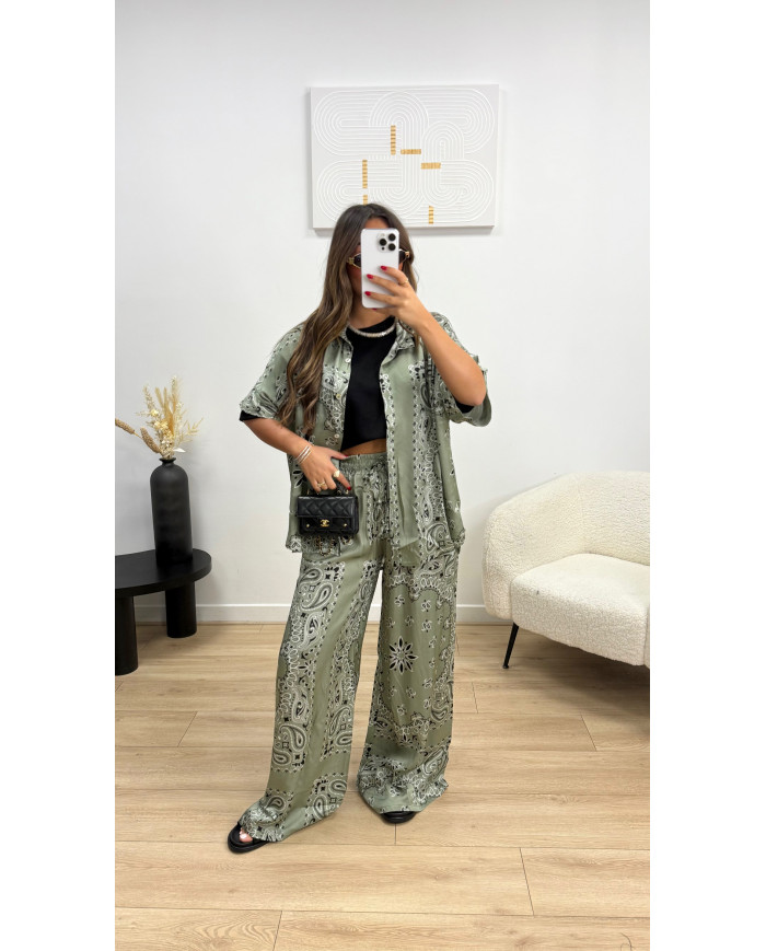 Chemise bandana Satin Kaki