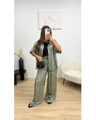 Pantalon satin bandana kaki