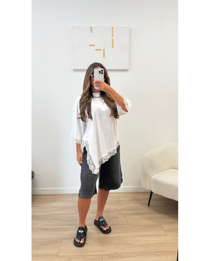 T-shirt New dentelle blanc