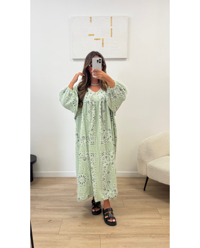 Robe gaz de coton bandana menthe