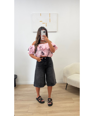 Haut bustier tie rose