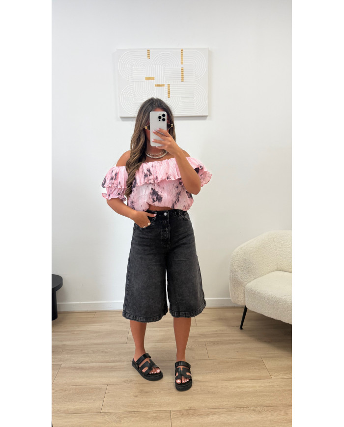 Haut bustier tie rose