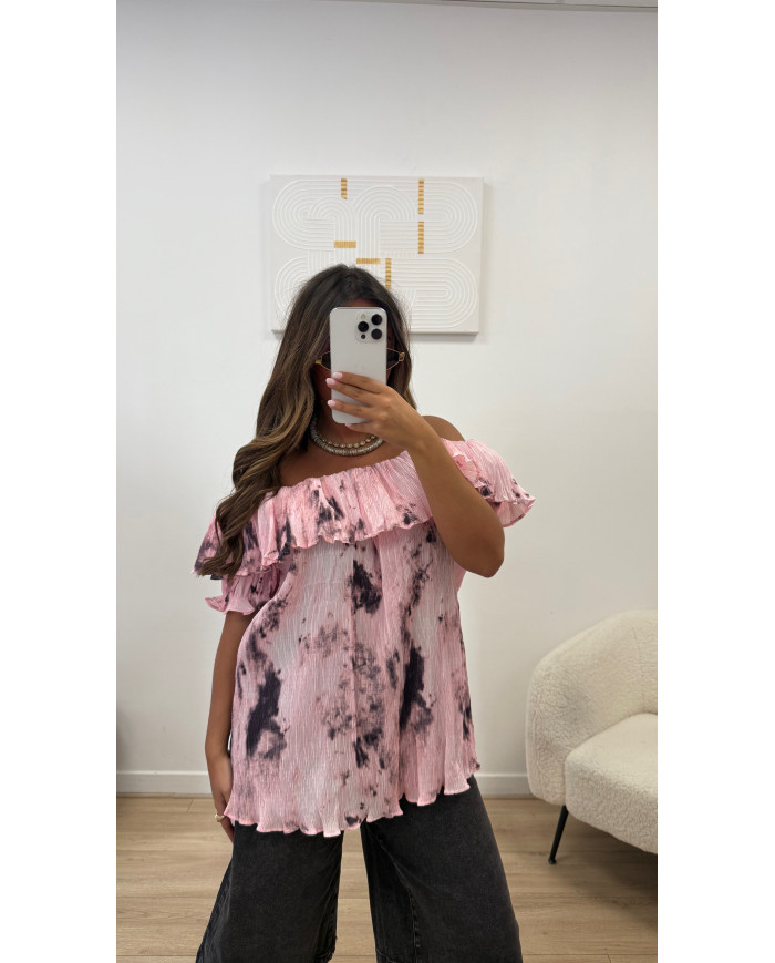 Haut bustier tie rose