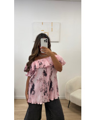 Haut bustier tie rose