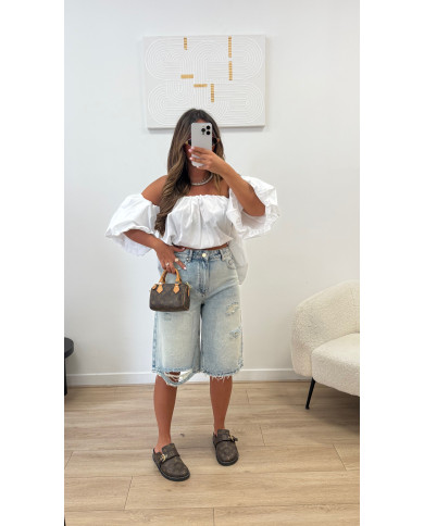 Bermuda jean clair déchiré