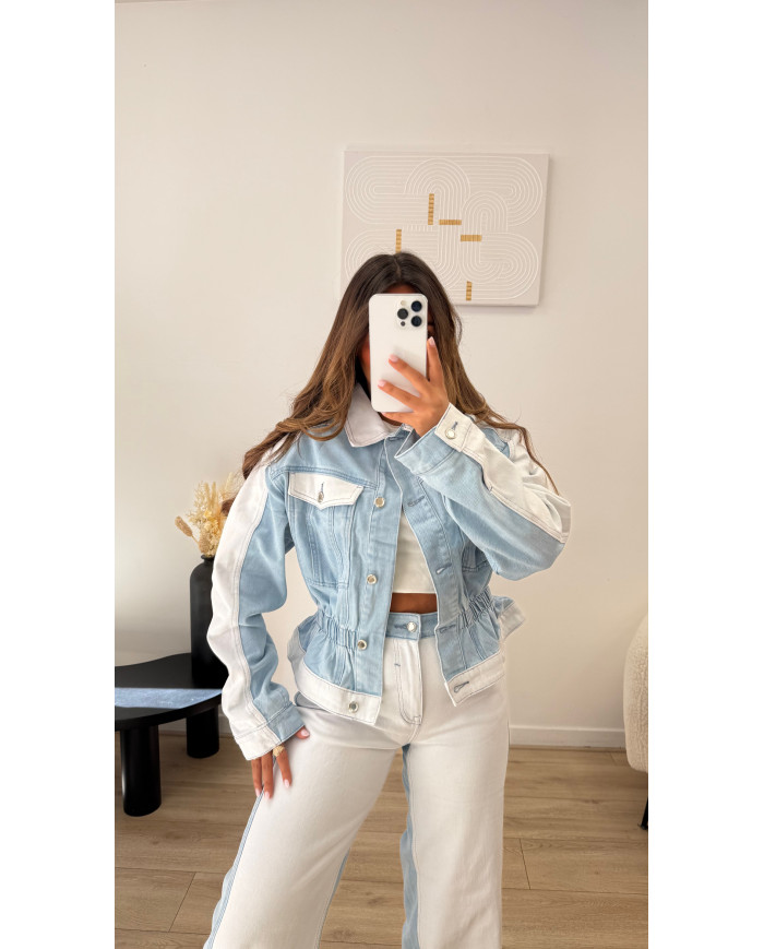 Veste bicolore bleu clair