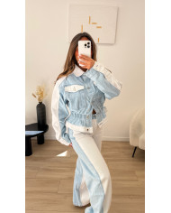 Veste bicolore bleu clair