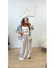 Veste bicolore bleu clair