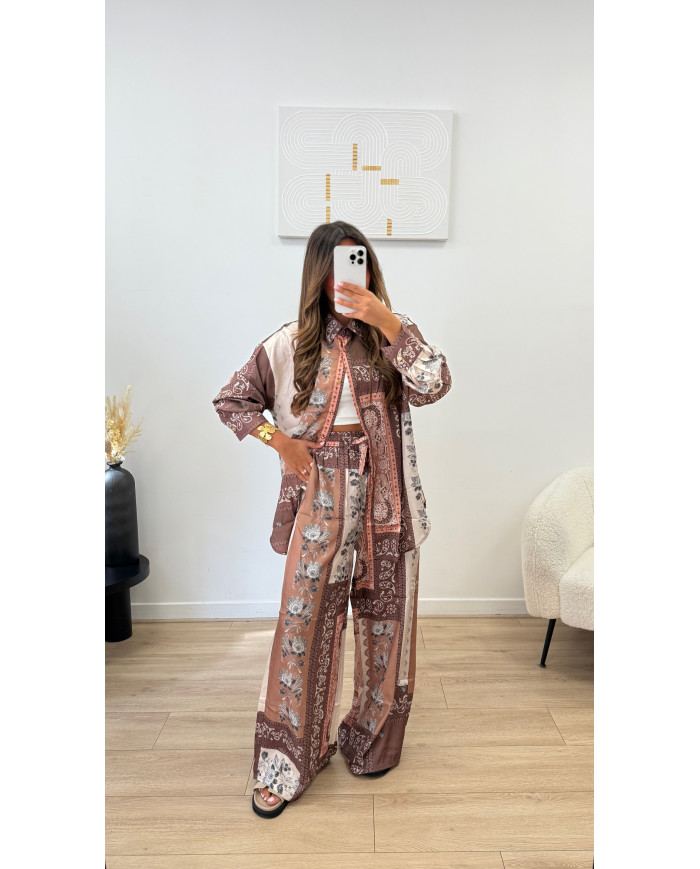 Ensemble bandana satin Choco