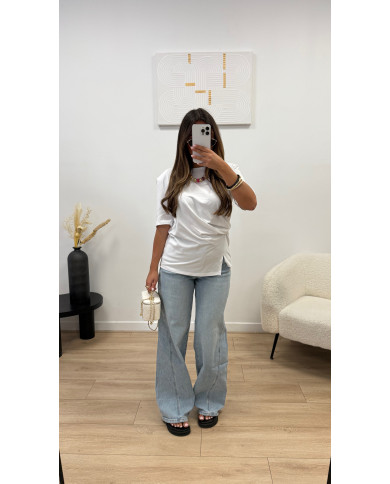 T-shirt nouée épaulette Blanc