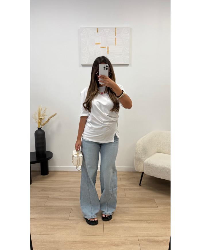 T-shirt nouée épaulette Blanc