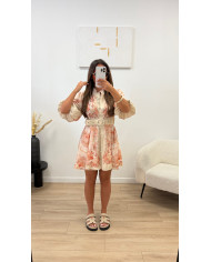 Robe courte Flowers beige