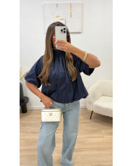 Chemise manches courte dos ouvert uni Rose