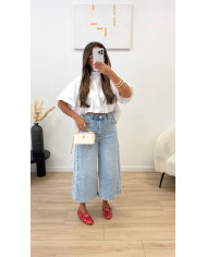 Chemise manches courte dos ouvert uni Blanche