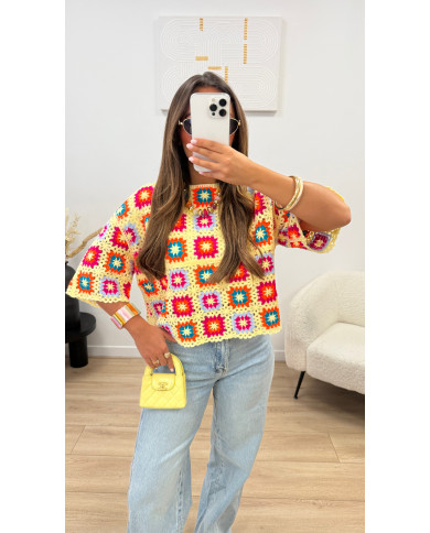 Haut crochet Multi & jaune