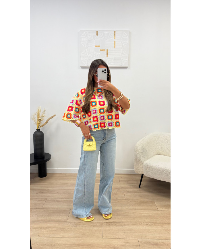 Haut crochet Multi & jaune