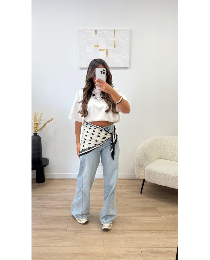 Foulard à pois Blanc