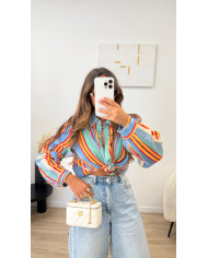 Chemise Rayé Multi rose