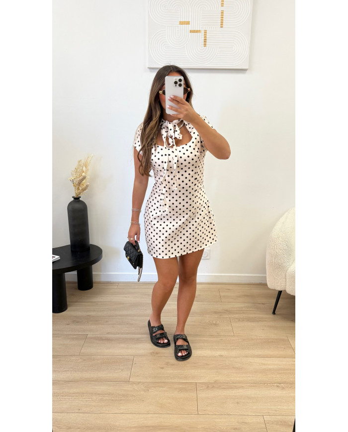Robe courte à pois blanche