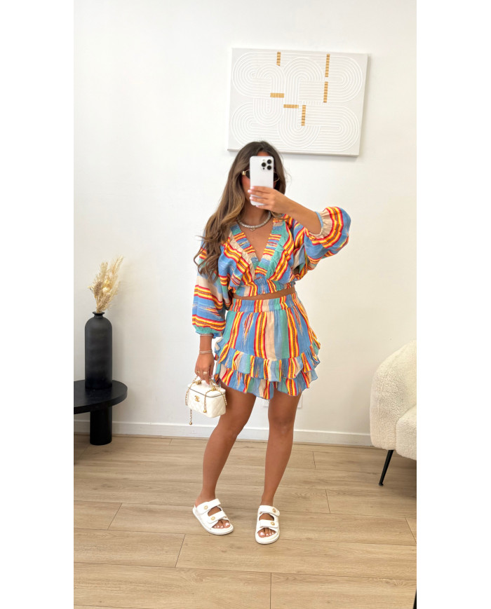 Ensemble cochella Rayé multi bleu