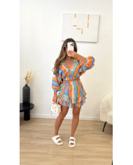 Ensemble cochella Rayé multi bleu