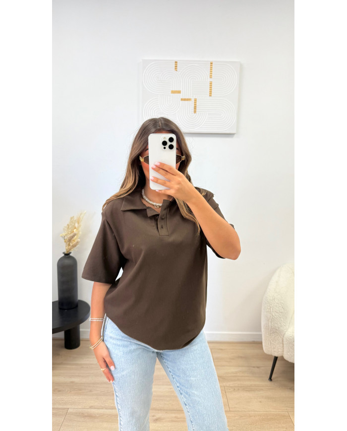 Polo épaulette Choco