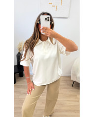 Polo épaulette blanc