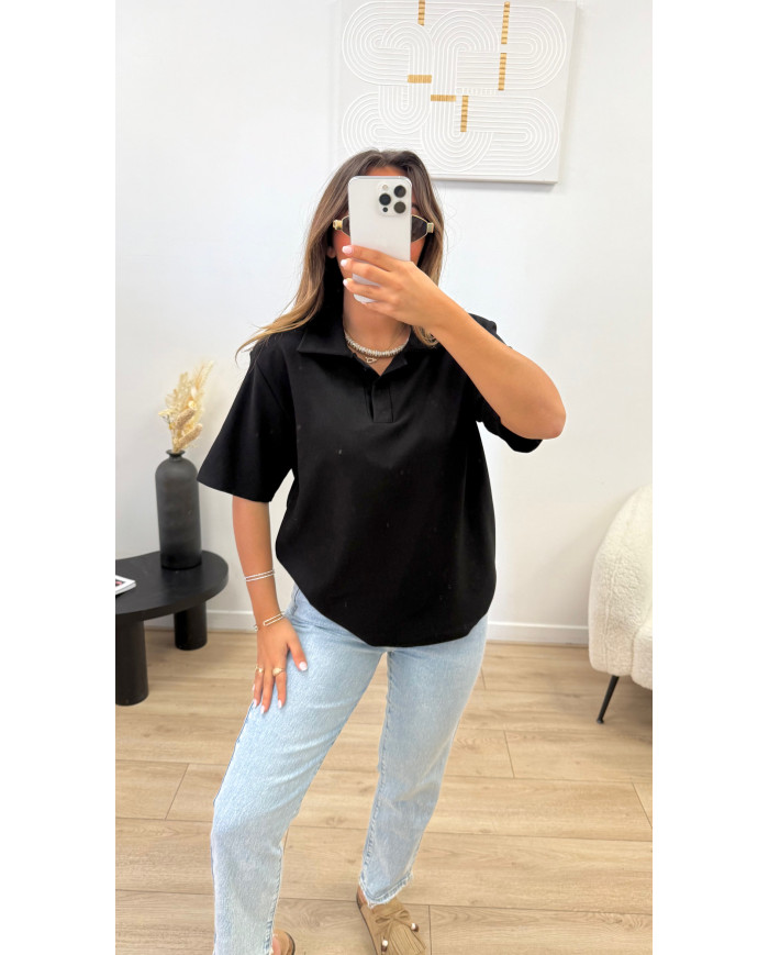 Polo épaulette Noir