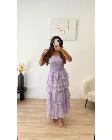 Robe Bustier Volant Violet