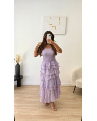 Robe Bustier Volant Violet