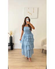 Robe Bustier Volant Violet