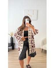 Gilet long crochet Rouge