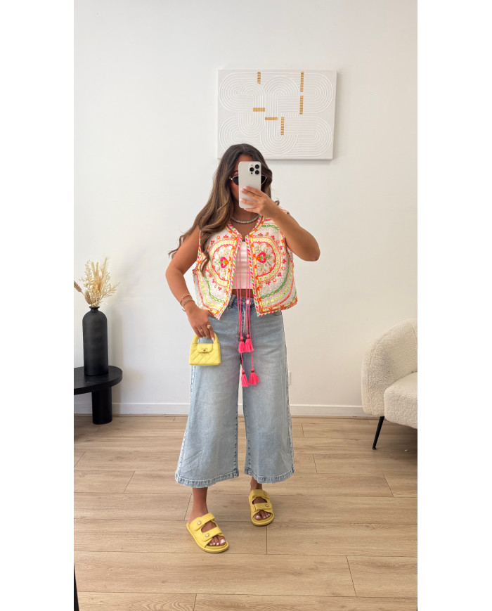Gilet INDE blanc & multicolore 🌈
