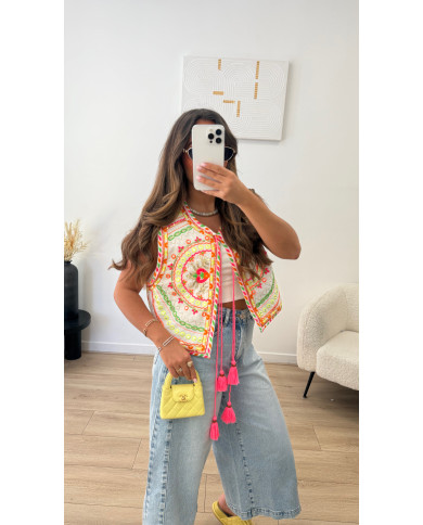 Gilet INDE blanc & multicolore 🌈