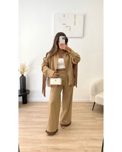 Pantalon  frange Camel