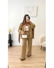 Pantalon  frange Camel