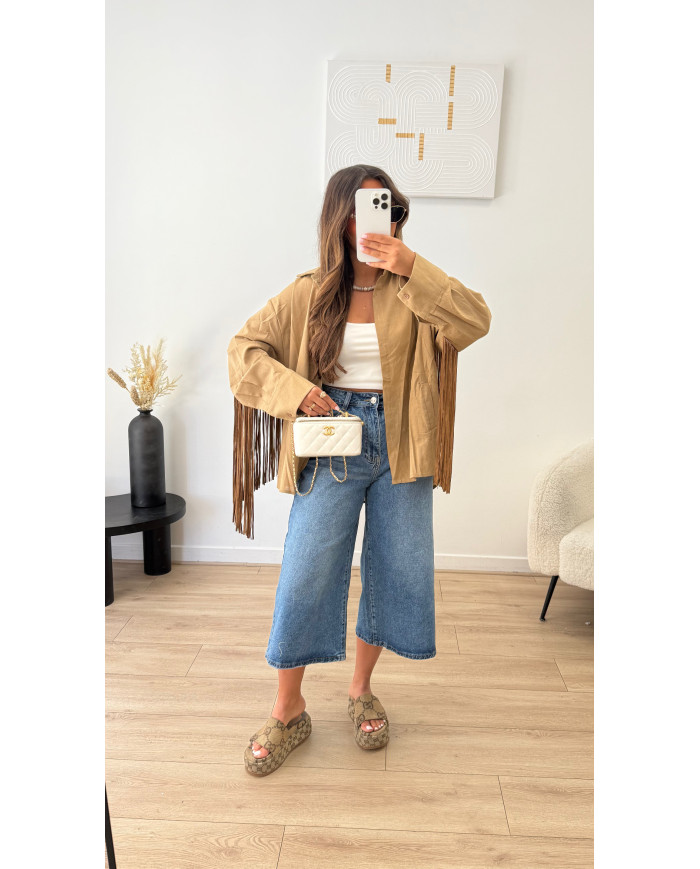 Chemise frange Camel