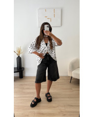 T-shirt pois ouvert blanc