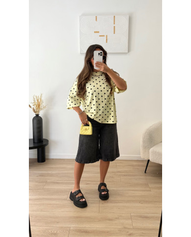 T-shirt pois ouvert Jaune