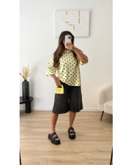 T-shirt pois ouvert blanc