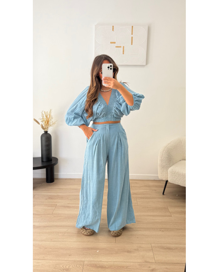 Ensemble cochella uni bleu