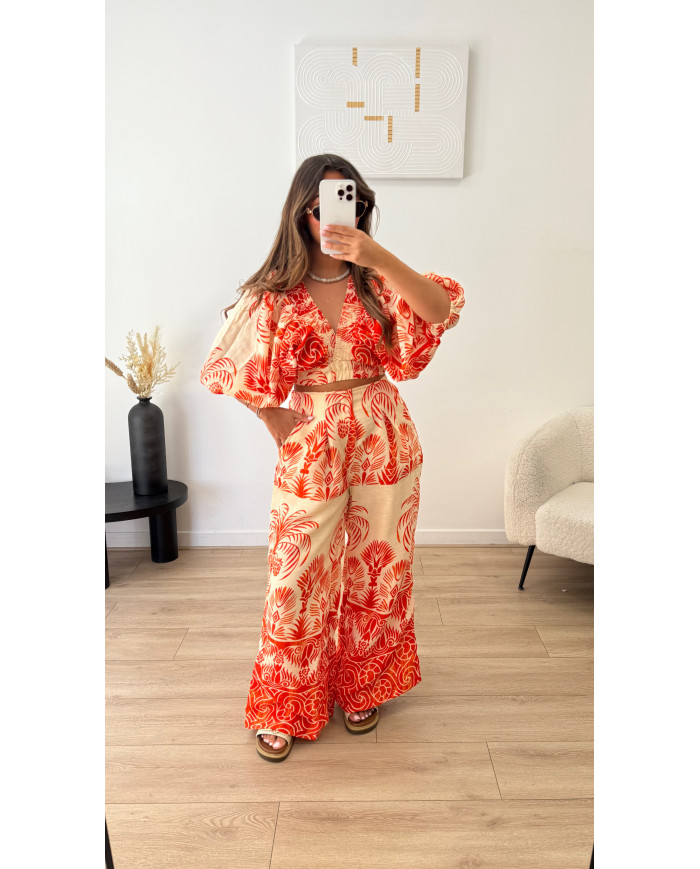 Ensemble cochella motif orange