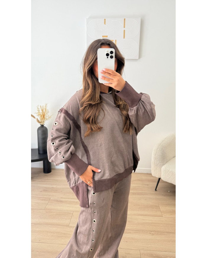 Ensemble œillets délavé Choco