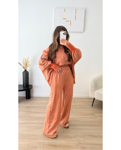 Ensemble œillets délavé orange