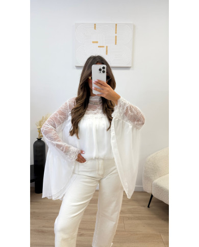 Chemisier Cape dentelle Blanche
