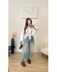 Chemise cravate rayé bleu