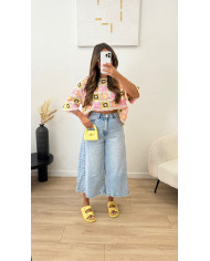 Haut crochet multi jaune Pépites Gab